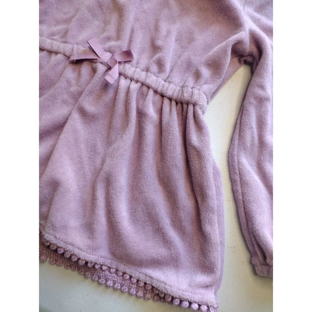 OshKosh Bgosh Girls Purple‎ Terry Cloth Hooded Tunic Pom Pom Trim Top 2t